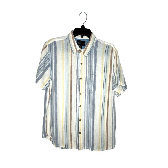 Lucky Brand Shirt Mens Sz S Multicolor Plaid Linen Blend Short Sleeve EUC - Picture 1 of 9